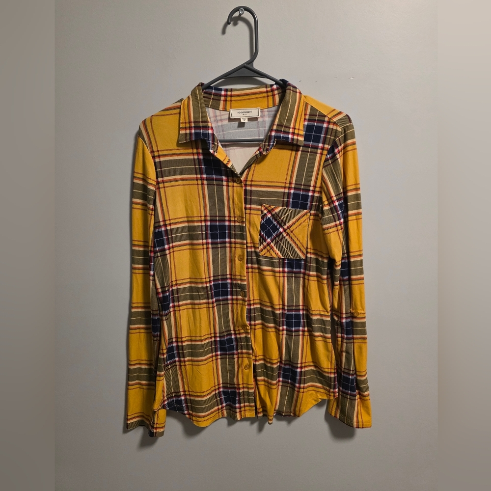 Yellow Plaid Button-Up Shirt